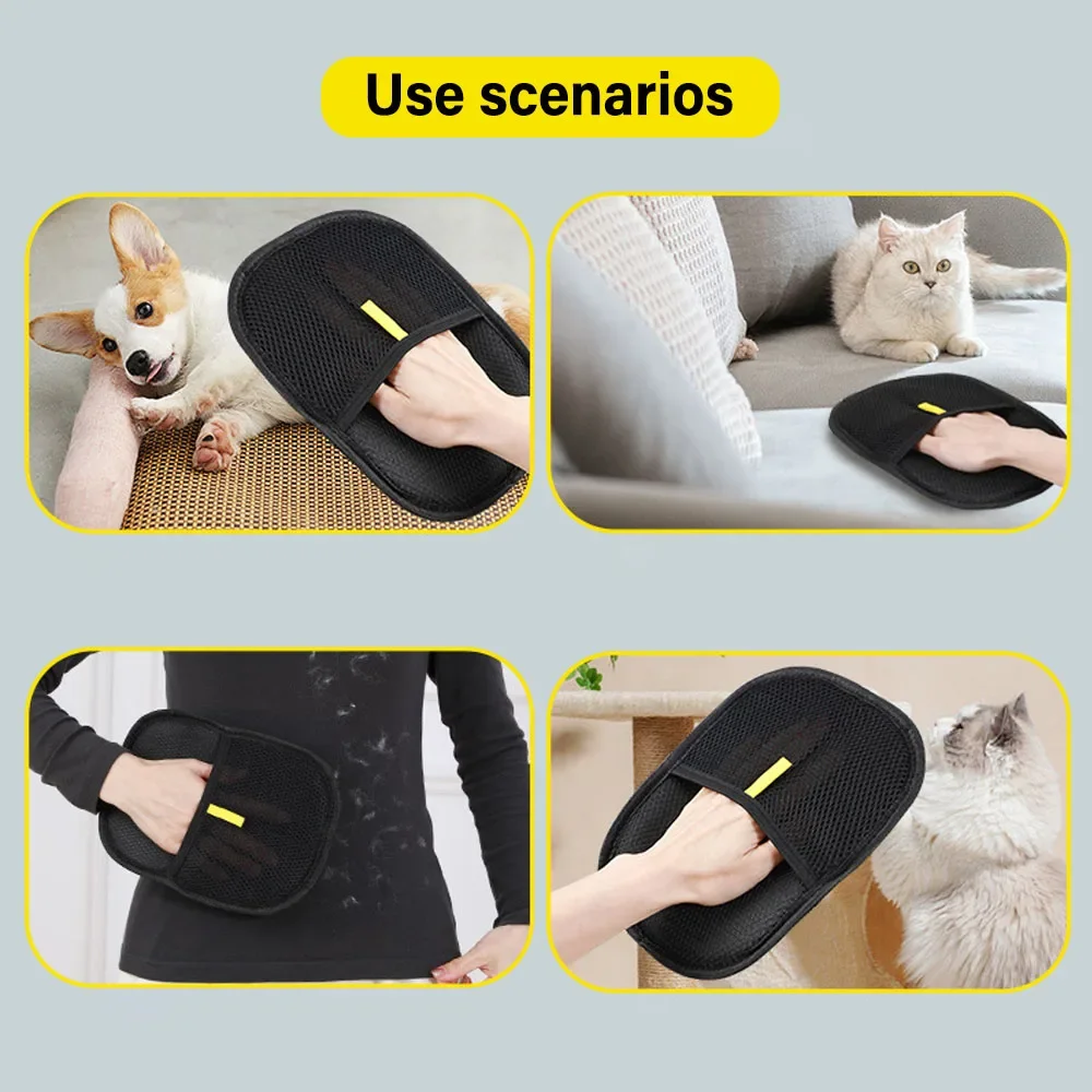 Guantes de aseo para mascotas, cepillo antiestático para quitar el pelo de mascotas, cepillo para quitar el pelo del perro y el gato del sofá, alfombra, ropa, suministros de herramientas - imagen 4