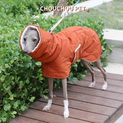 Abrigo impermeable para galgo italiano y whippet – cuello alto algodón