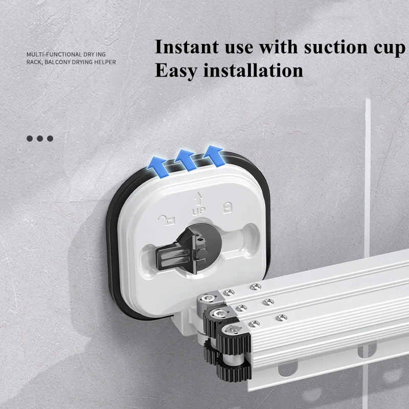 Tendedero de tela plegable con ventosa de estilo coreano, colgador de tela plegable, montaje en pared de aluminio, estante de secado para el hogar para ahorrar espacio en interiores - imagen 5