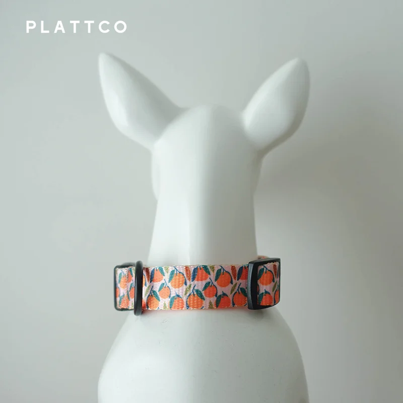 PLATTCO color del collar para perro con estampado de mascotas nuevo basqueta naranja personalizada para perros pequeños, medianos y grandes 5 tamaños PDC324 - imagen 4