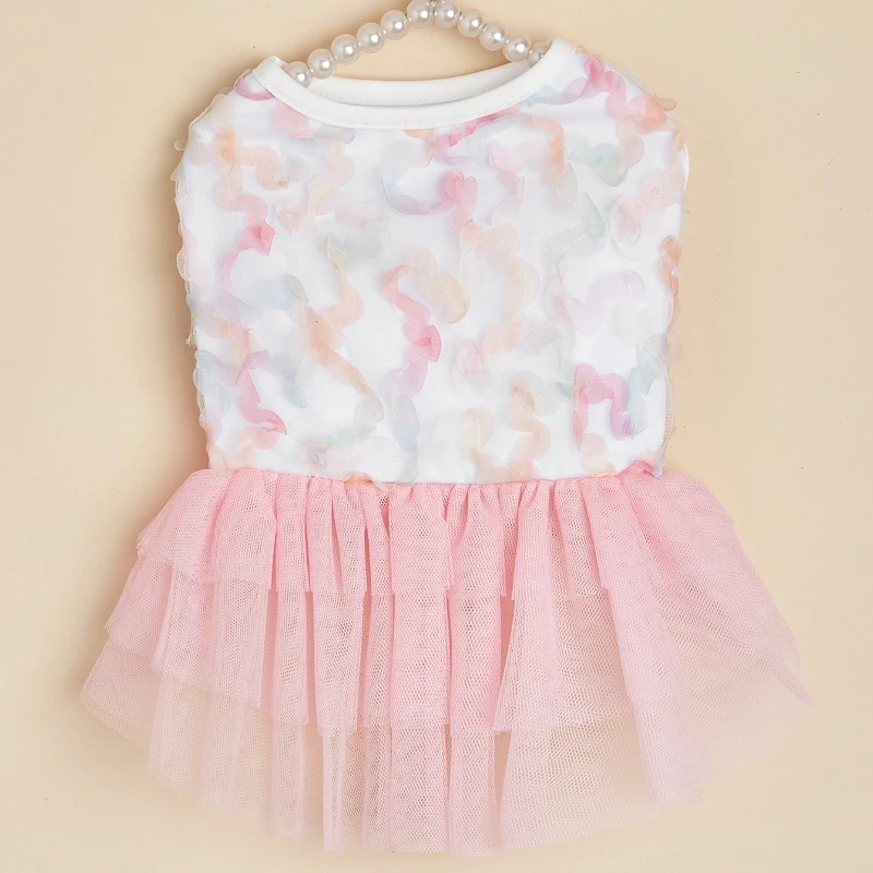 Vestido floral colorido para mascotas para gatos y perros pequeños, falda tutú de princesa para niña, ropa para mascotas, lindo gatito, ropa para cachorros para cumpleaños - imagen 4