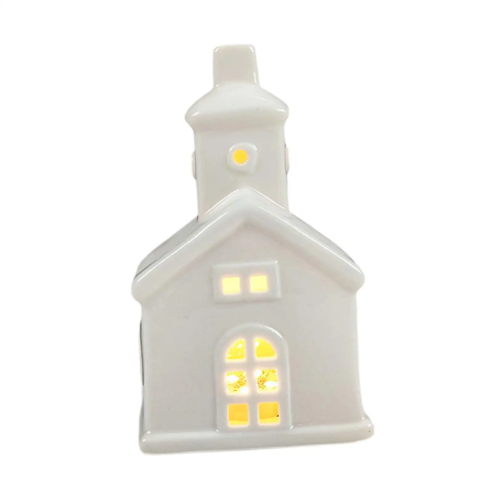 Christmas Miniature House Statue with Light Xmas Decoration for Home Bedroom