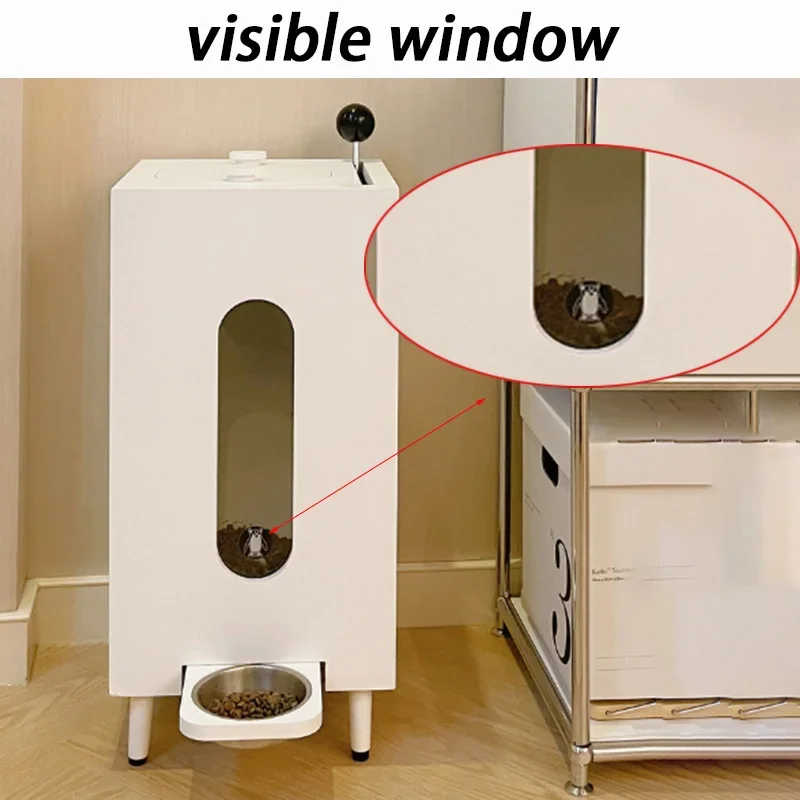 Dispensador automático de comida para perros de madera, dispensador de comida para perros sellado grande a prueba de humedad con tazón, alimentador para gatos, suministros para mascotas - imagen 2