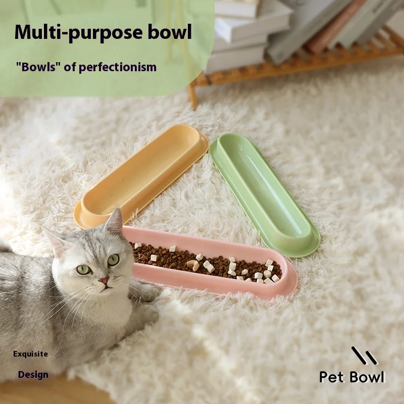 Cuenco largo para comida para gatos con ranura antifugas, plato de alimentación para mascotas con agua húmeda para evitar hormigas e insectos, diseño fácil de limpiar - imagen 3