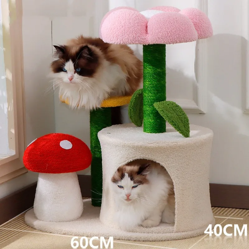 Marco de escalada para gatos, torre de flores para gatos, tablero rascador colorido de Sisal, rascadores para gatos, estante para saltar, muebles para el hogar del árbol