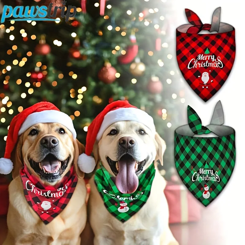 3 unids/set Navidad mascota bufanda triangular Santa Claus muñeco de nieve pañuelos para perros a cuadros gato cachorro Baberos vestir accesorios para perros