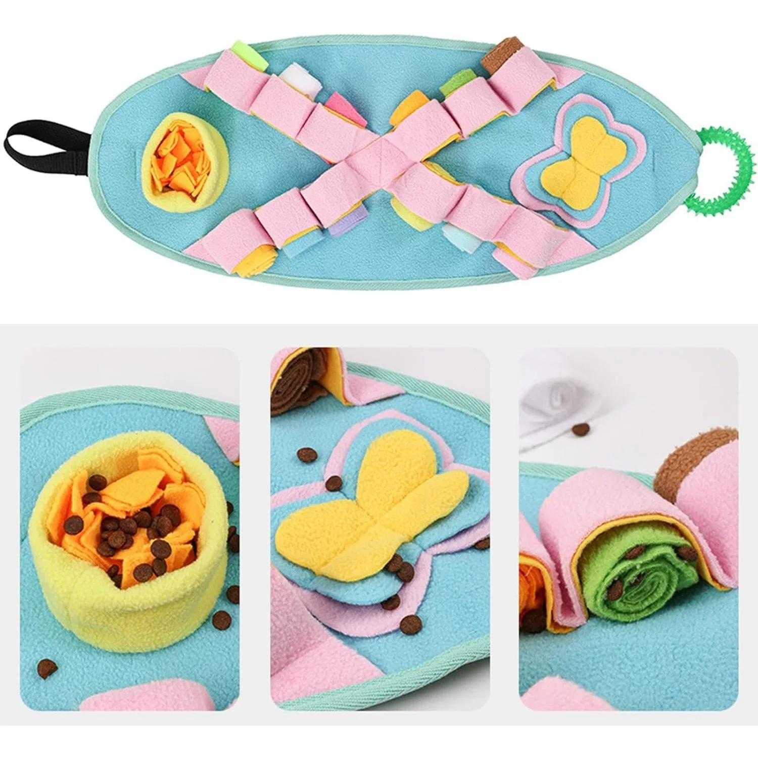 Estera de snuffle para perros pequeños, juguetes interactivos para mantenerlos ocultos, rompecabezas para cachorros, alimentador lento, tratamiento para perros, mejora de estera para lamer - imagen 4