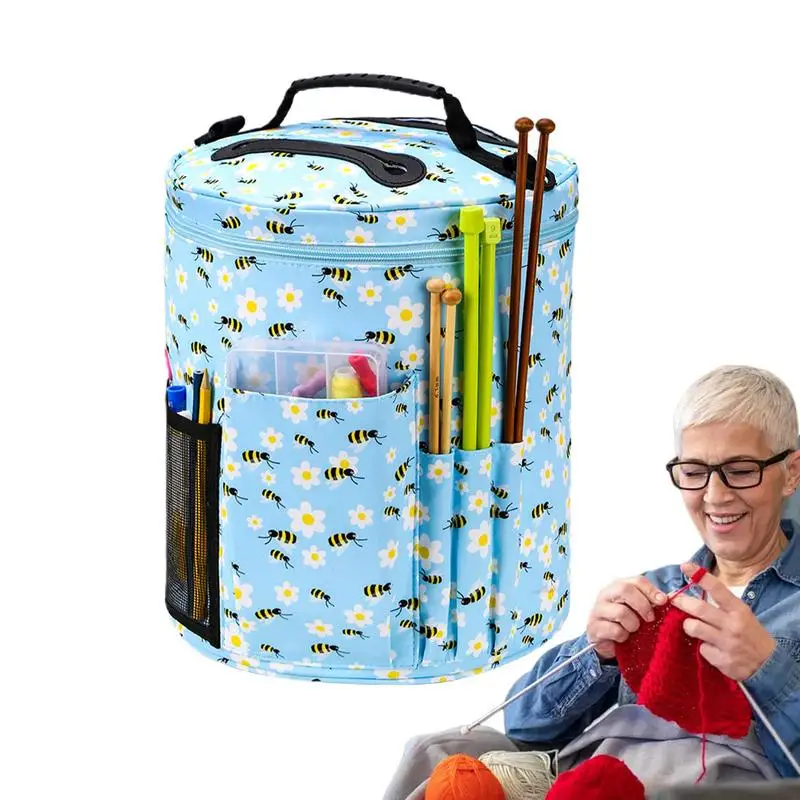 Bolsa de almacenamiento de punto vacía, bolso de ganchillo multifuncional, bolsas de mano de gran capacidad, artesanía de agujas de bricolaje, bolsa de hilo