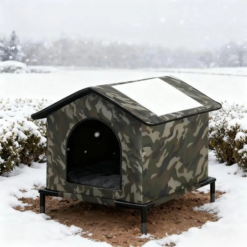 Casa para gatos al aire libre con estante, cojines de doble cara, aislamiento de aluminio, refugio para gatos sin hogar para múltiples gatitos, cama para gatos, calentador de cueva - imagen 5