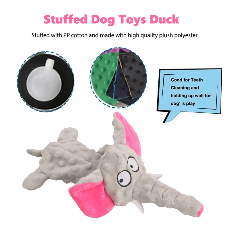 Juguetes de peluche de concha suave de elefante para perro, juguetes chirriantes interactivos divertidos para perros pequeños y grandes, juguete masticable de papel con sonido, suministros para mascotas - imagen 2