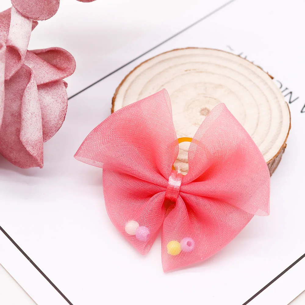 Lazos para el pelo de perros, bandas de goma con perlas de encaje, accesorios para el cabello de perros pequeños, productos de aseo para mascotas, piezas, 100 - imagen 4