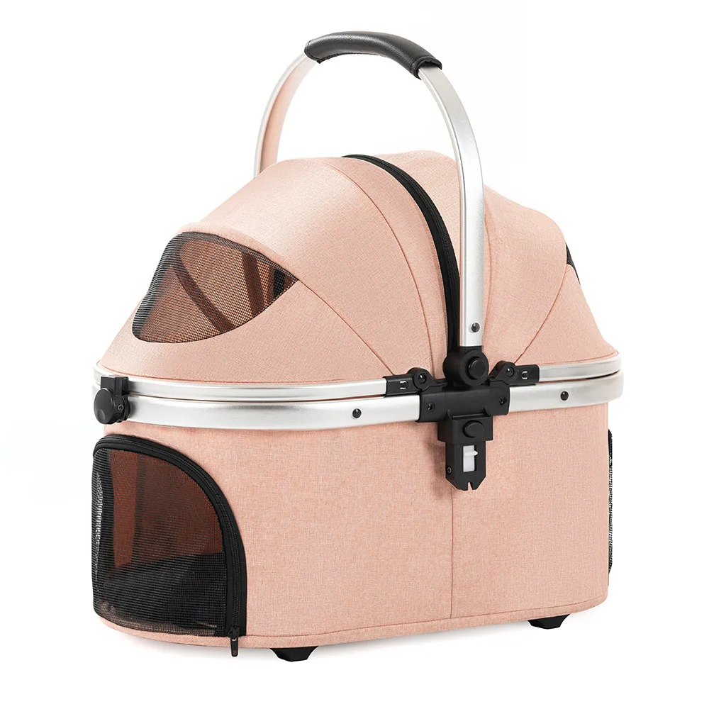 Cochecitos para mascotas, perros que caminan, perros pequeños y medianos, carrito pequeño para gatos, cesta plegable ligera con un solo clic, carrito Separable - imagen 5