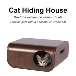 Cama cueva de madera para gatos – Casa interior transpirable para gatitos
