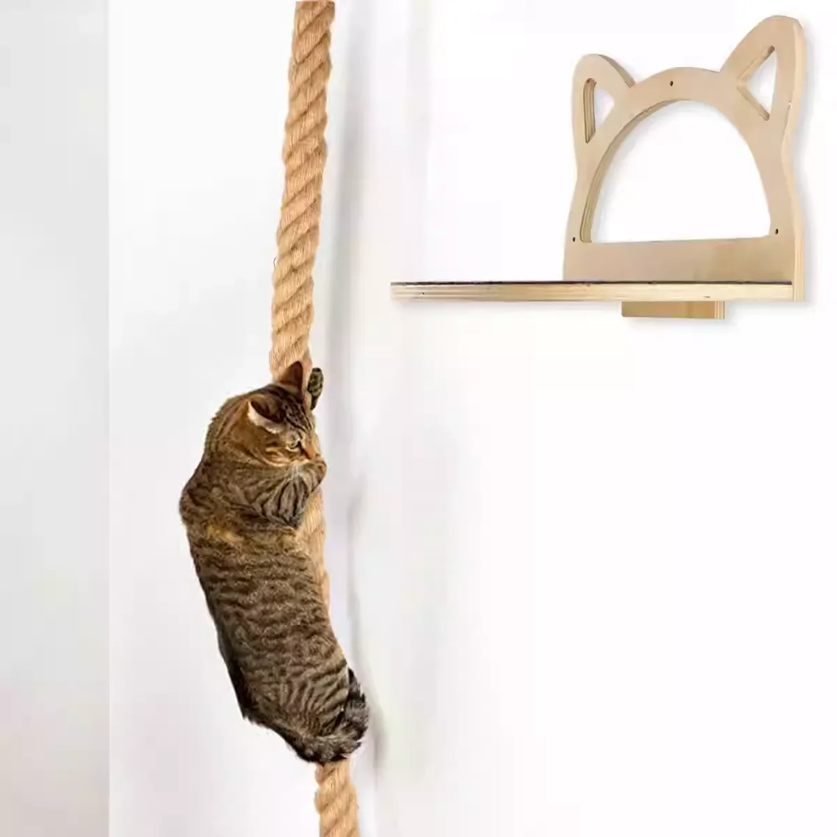 Poste rascador para gatos con escalera y plataforma de fieltro