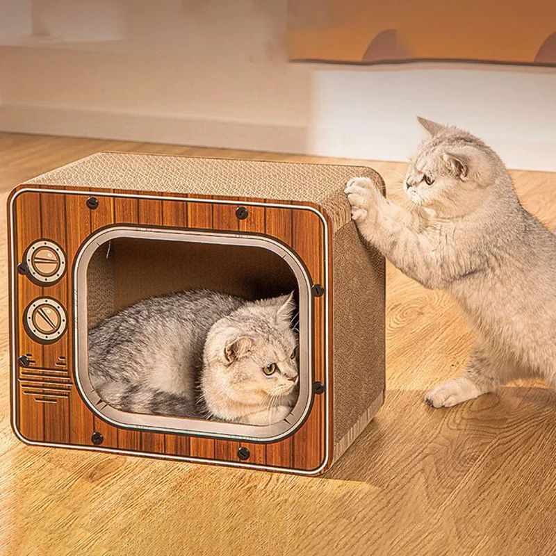 Rascador corrugado para gatos, rascador creativo en forma de TV, gran capacidad, accesorios para gatos - imagen 3