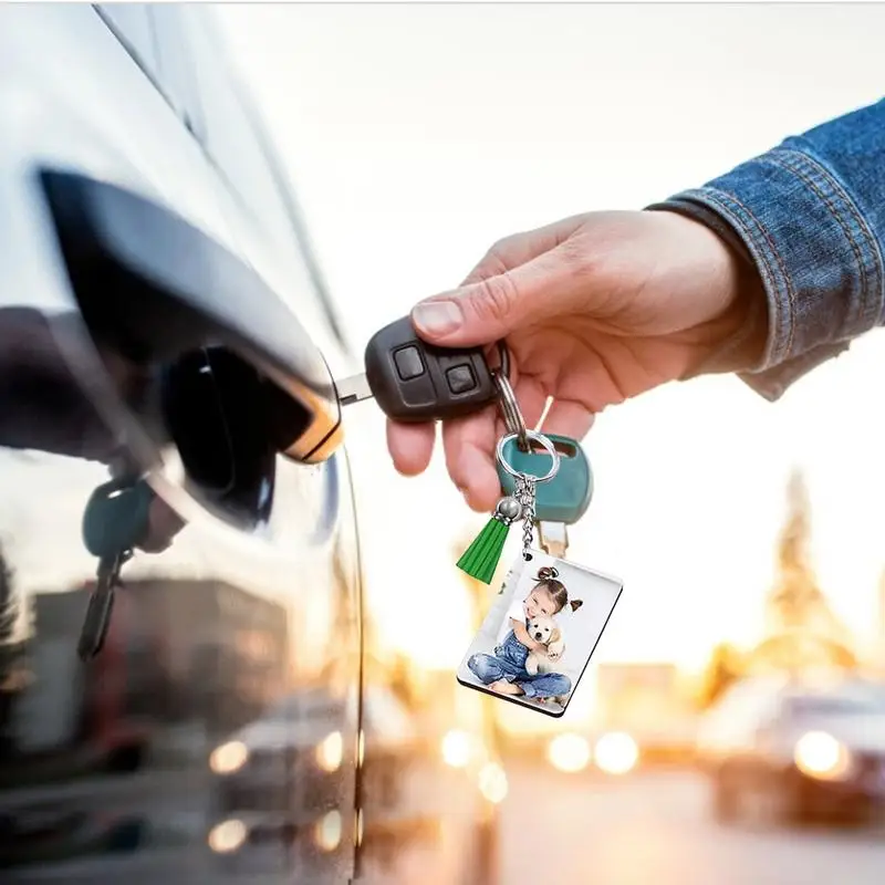 120 piezas de llavero de sublimación DIY en blanco conjunto con borlas de cuero transferencia térmica Rectangular en blanco llavero Accesorios - imagen 5