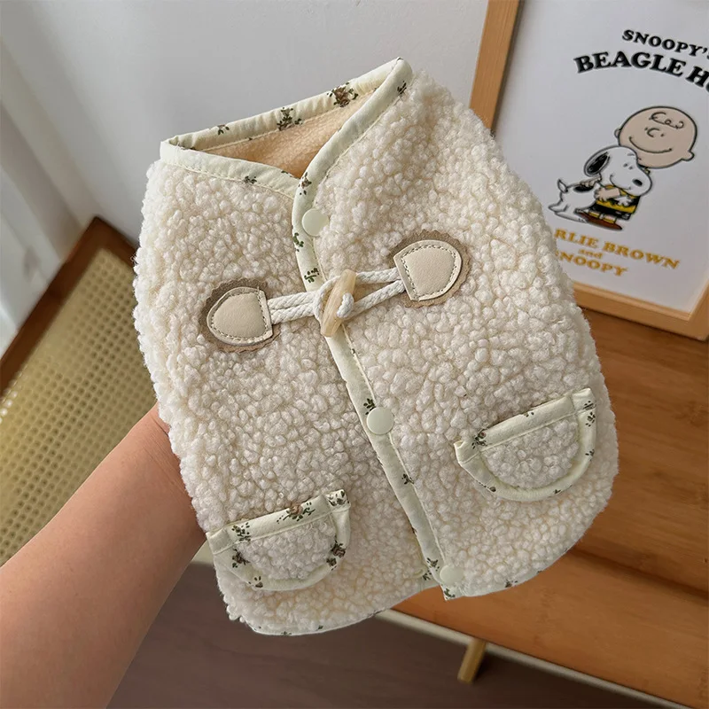 Chaquetas de invierno para cachorros, chaleco cálido de lana de cordero para mascotas, abrigos para perros, camisa de fondo, traje, ropa para cachorros y gatos, ropa para perros pequeños Yorkshire - imagen 2