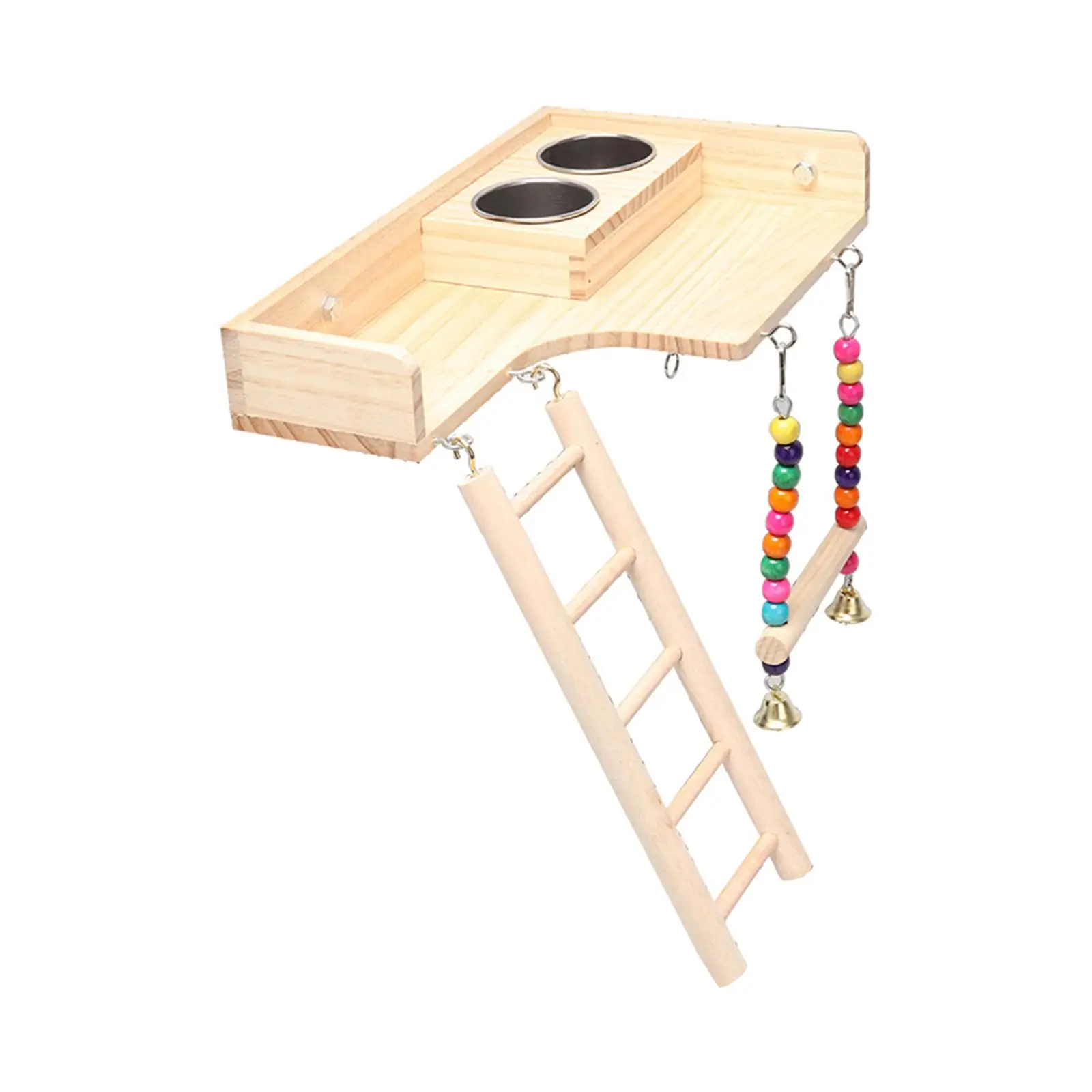 Pet Bird Parrot Playground Wooden Ladder Toy Bird Feeder Pet Parrots Climbing Bridge Accessories Simple Installation Durable