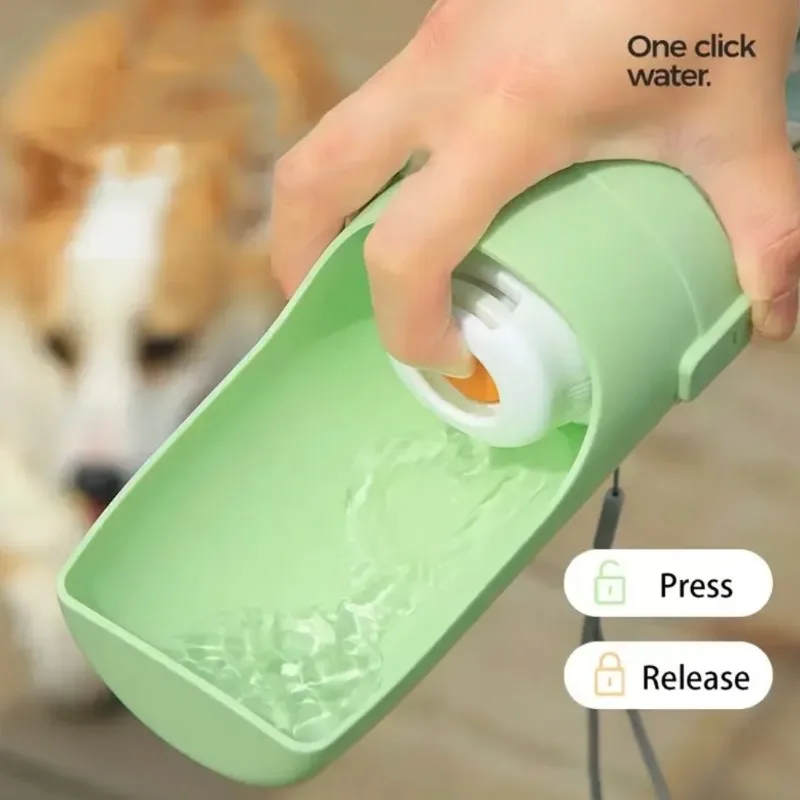 Botella de agua de viaje para mascotas, portátil con contenedor de comida plegable 2 en 1, cuenco para exteriores para mascotas, cachorro, perro, gato, viaje, alimentador de comida para beber - imagen 2