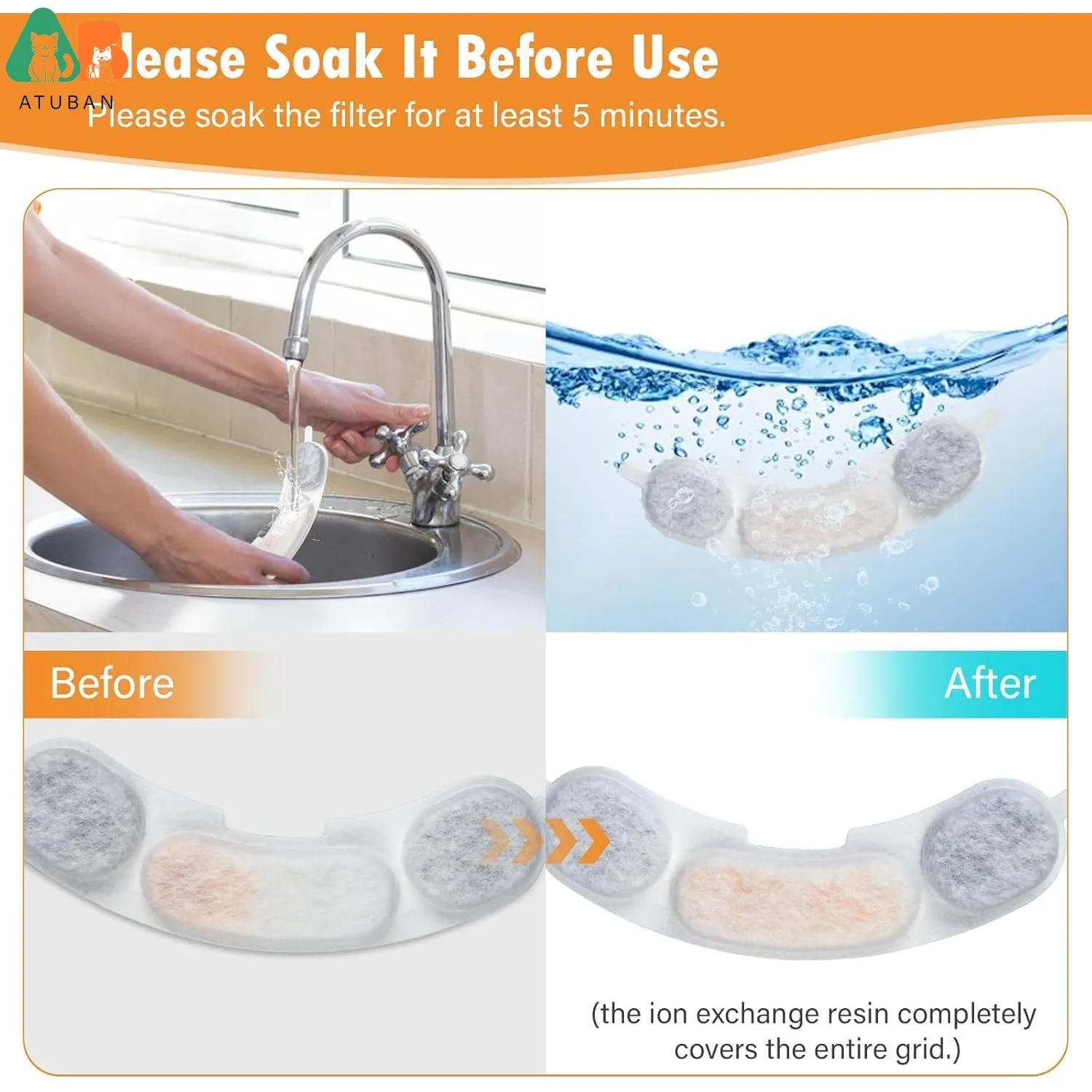 Filtros de repuesto para fuente de agua para perros de acero inoxidable smartoo, 7L/236oz, dispensador de cuencos de agua para perros grandes, filtros y esponjas - imagen 3