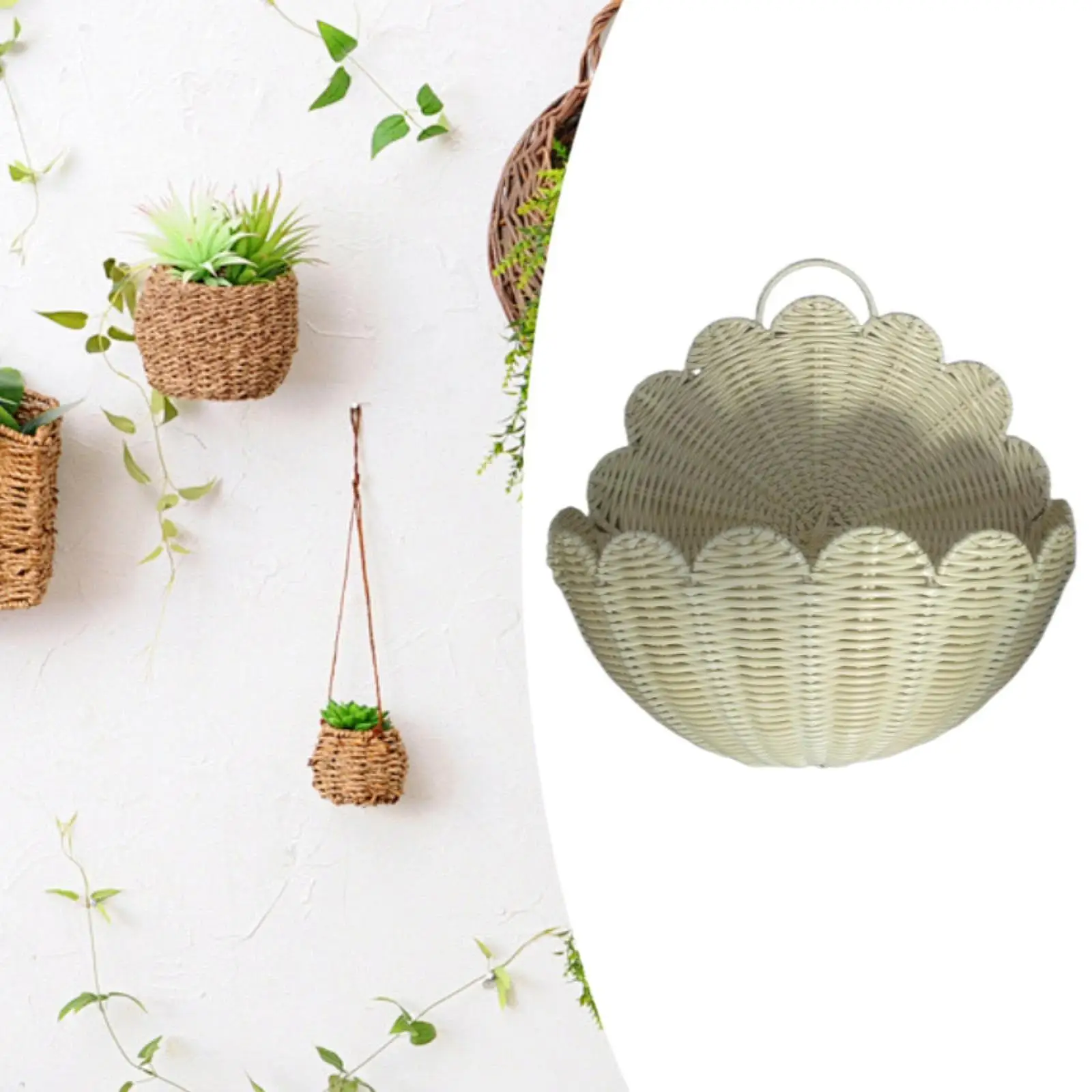 Cesta de pared tejida, contenedor de almacenamiento portátil para verduras de entrada de cocina