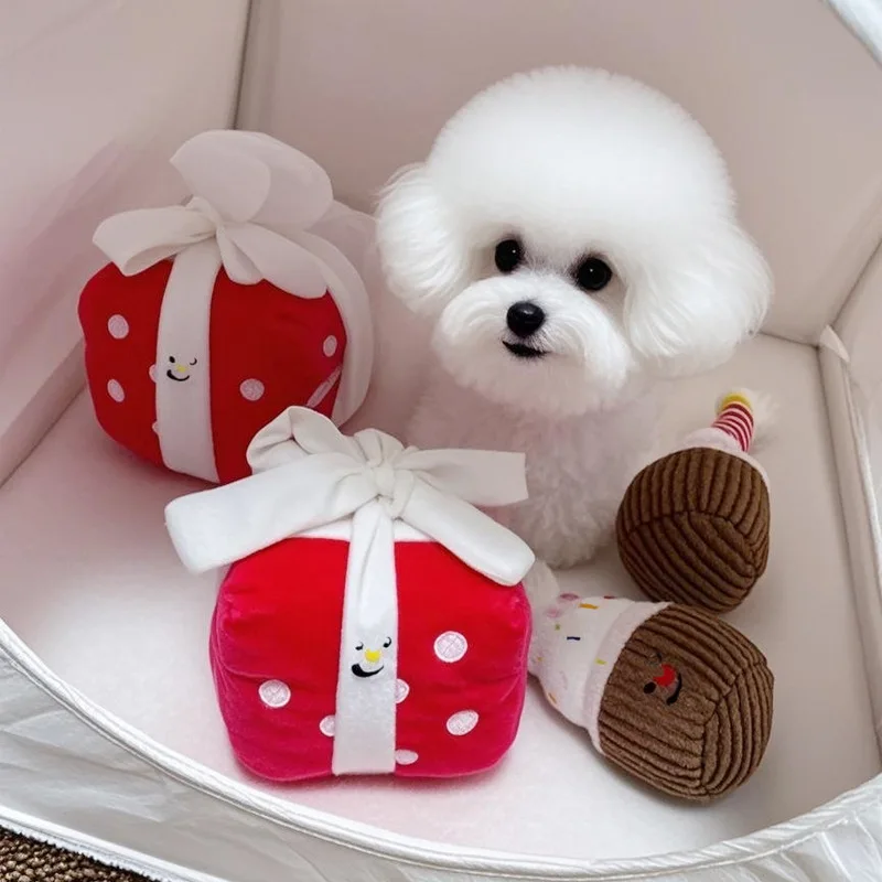 Caja de regalo de comida oculta para perros, juguete con olors, sonidos, comida lenta, pastel de cumpleaños, accesorios para cachorros para perros pequeños - imagen 2
