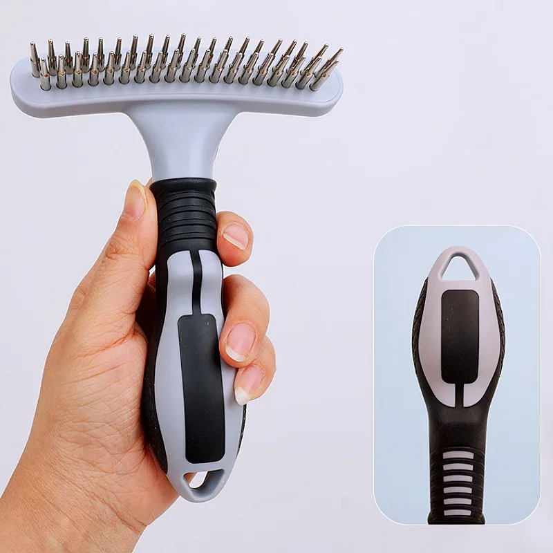 Peine para perros, cepillo para dientes de acero inoxidable, removedor de pelo para mascotas, peines de masaje para perros, apertura de nudos, peine grueso para perros, suministros para mascotas - imagen 4