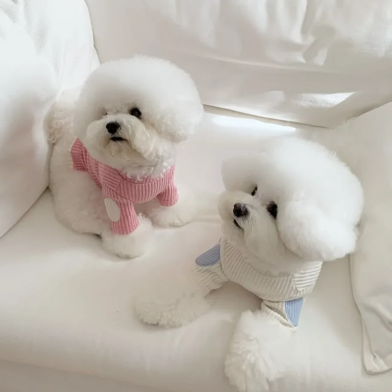 Conjunto de camisa de dos piezas de Pomerania a la moda, ropa cálida de invierno para perros de compañía, chaleco bordado de retazos Yorkshire Terrier - imagen 3