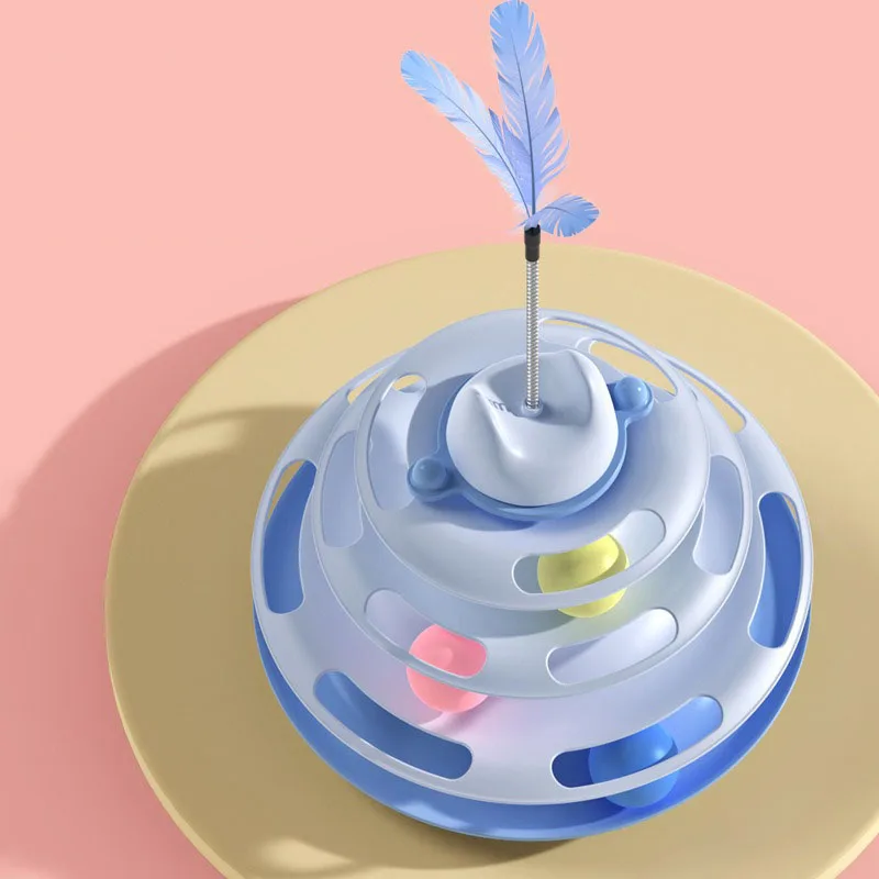 Torre de juguete interactiva para gatos, plato giratorio para gatitos, bolas con rodillo, juguetes con plumas, suministros para mascotas, juguete para torre para gatos - imagen 4