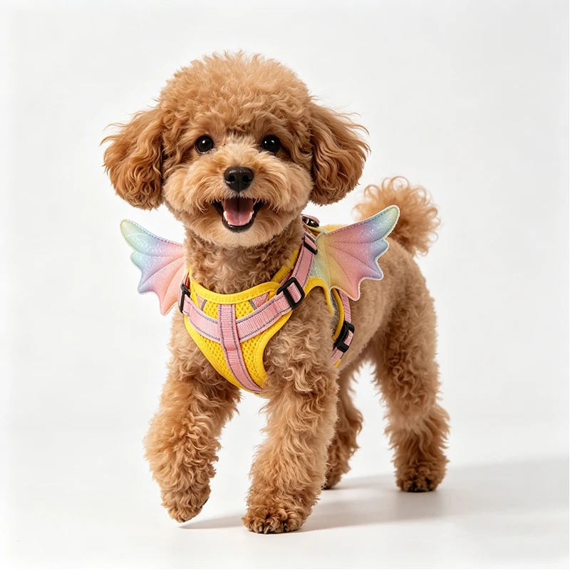 Arnés con alas de ángel transpirable en malla para perros y gatos