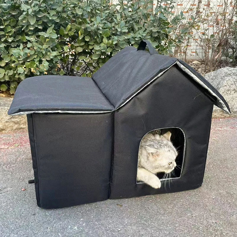 Casa plegable para gatos, verano, puede poner bolsa de hielo, refrigeración, casa cálida para gatos y perros de invierno, nidos universales para gatos callejeros al aire libre para las cuatro estaciones - imagen 4