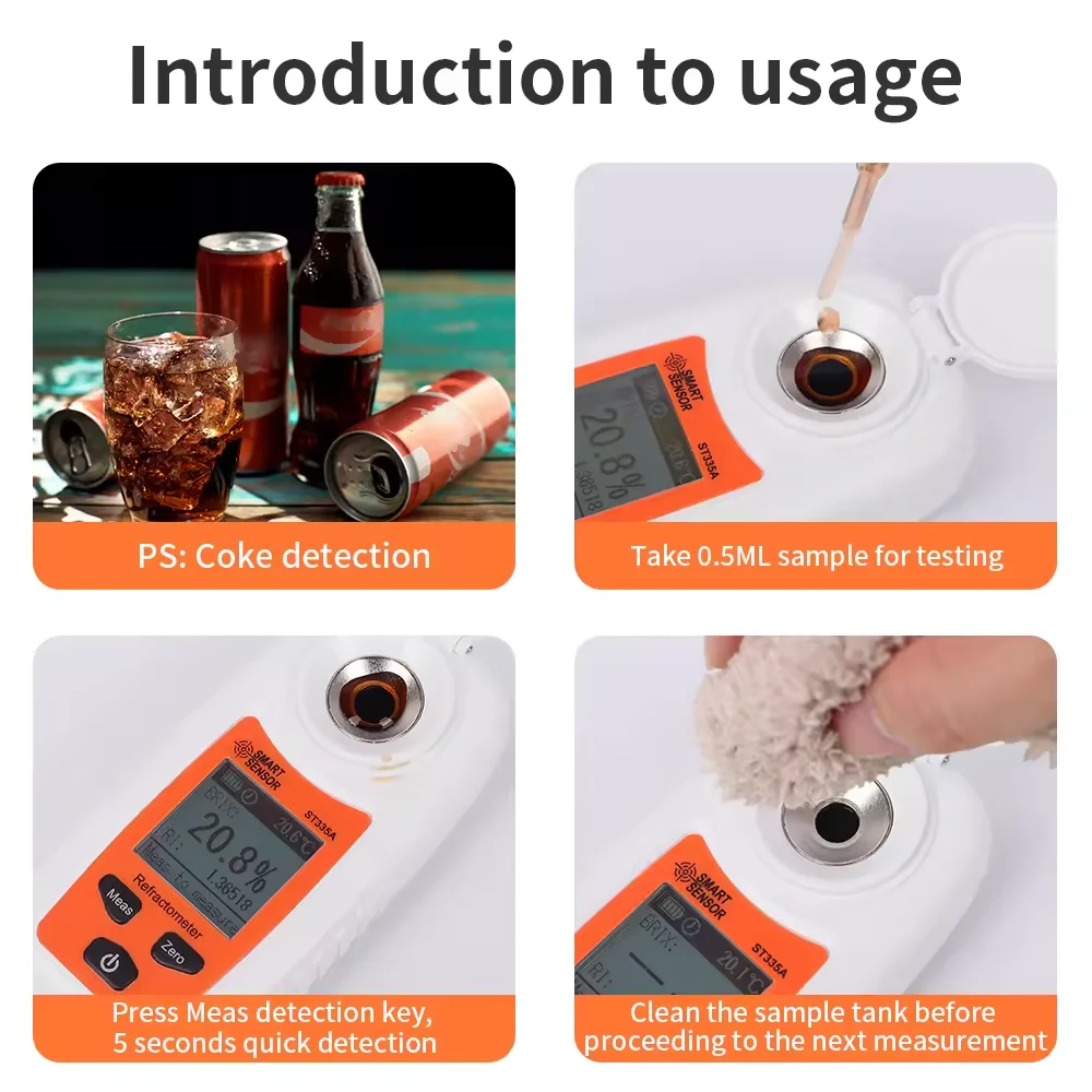 Refractómetro Digital de azúcar, medidor Brix de alta precisión, Detector de contenido de azúcar ATC portátil, probador refractivo Brix para jugo y miel - imagen 3