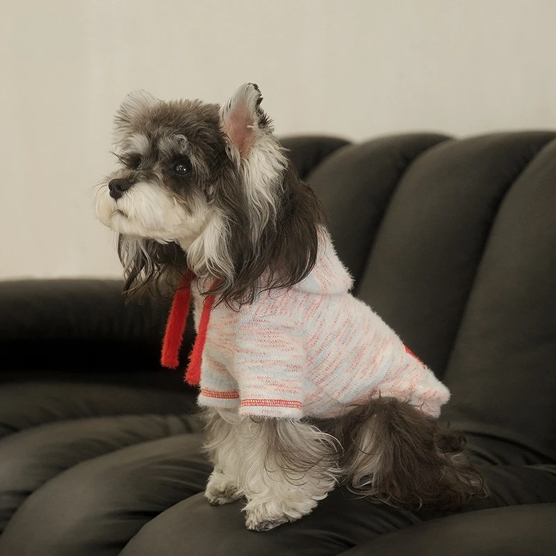 Suéter de punto elástico Simple para otoño e invierno para mascotas, suéter con capucha de felpa, ropa para cachorros con capucha de otoño e invierno - imagen 3