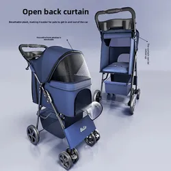 Cochecito plegable para perros y gatos ruedas cojín independiente