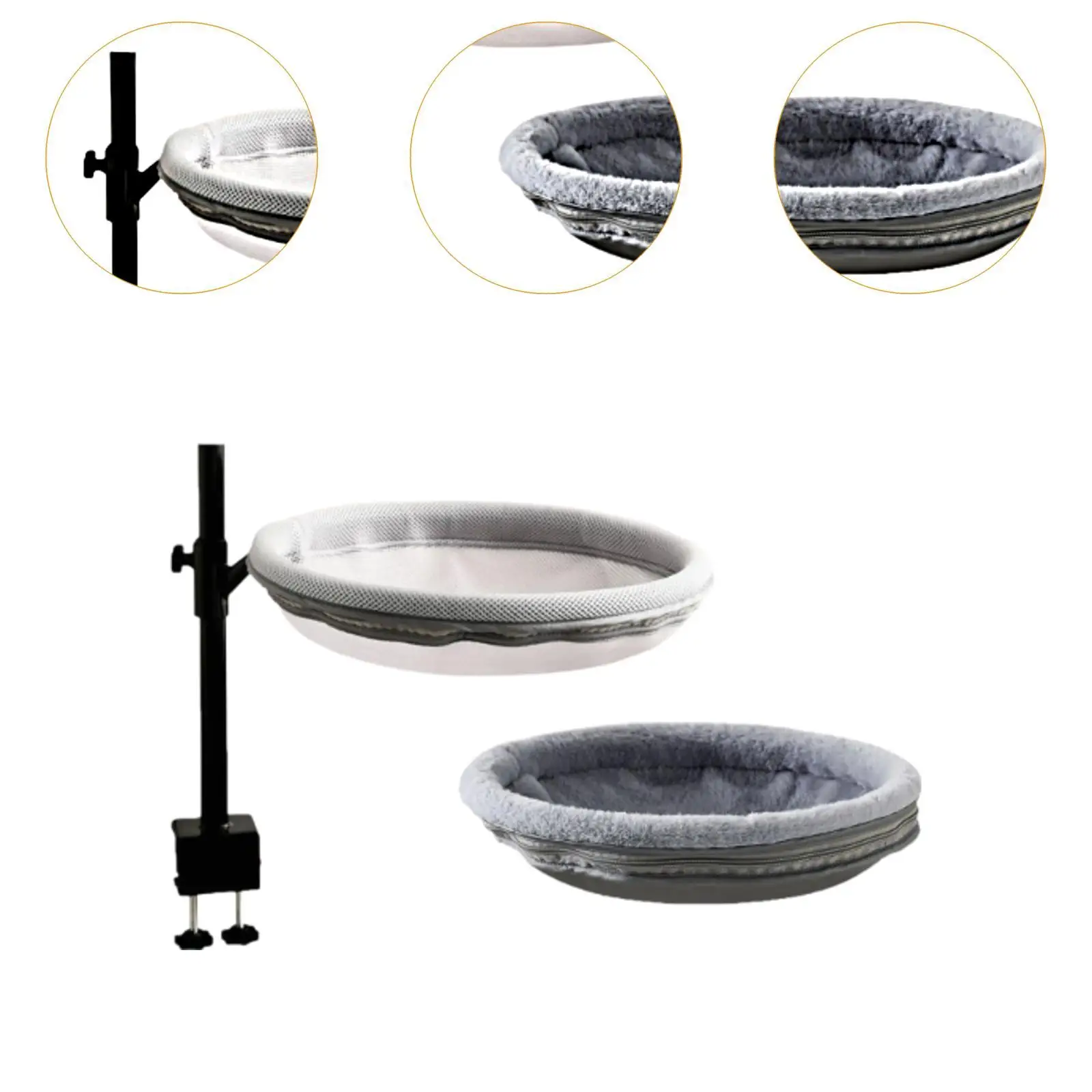 Cat Desk Bed with 2 Washable Mat Easy Install Modern Small Pets Nest Bed Indoor Cat Desktop Perch for Computer Desk Home