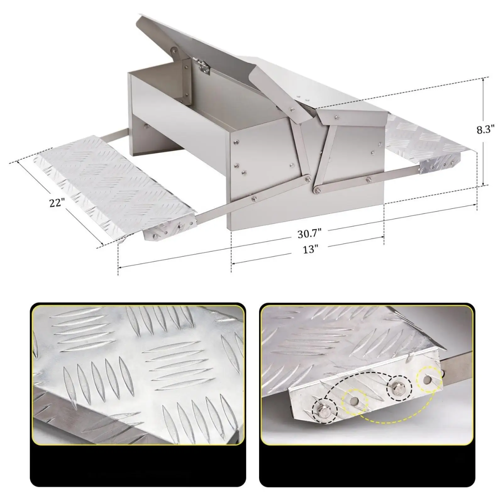 Automatic Treadle Chicken Feeder with Weatherproof Lid Anti Slip Stainless Steel Poultry Feeder for Pheasants Outdoor Outside