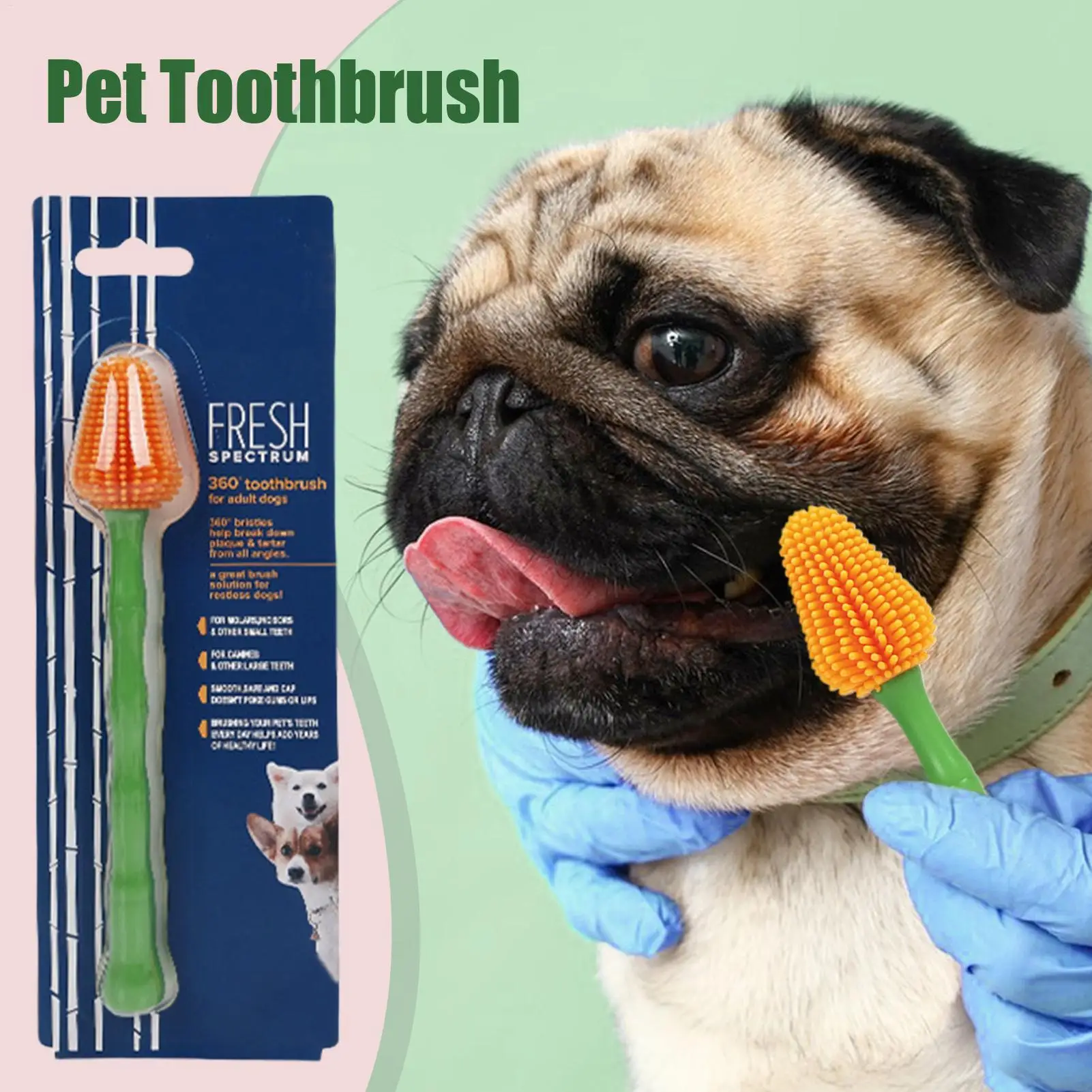 Cepillo para dientes de perro, cepillo de limpieza de dientes de gato pequeño para refrescar el aliento, cepillado de 360 grados, para cachorros pequeños, medianos y grandes, diario - imagen 4