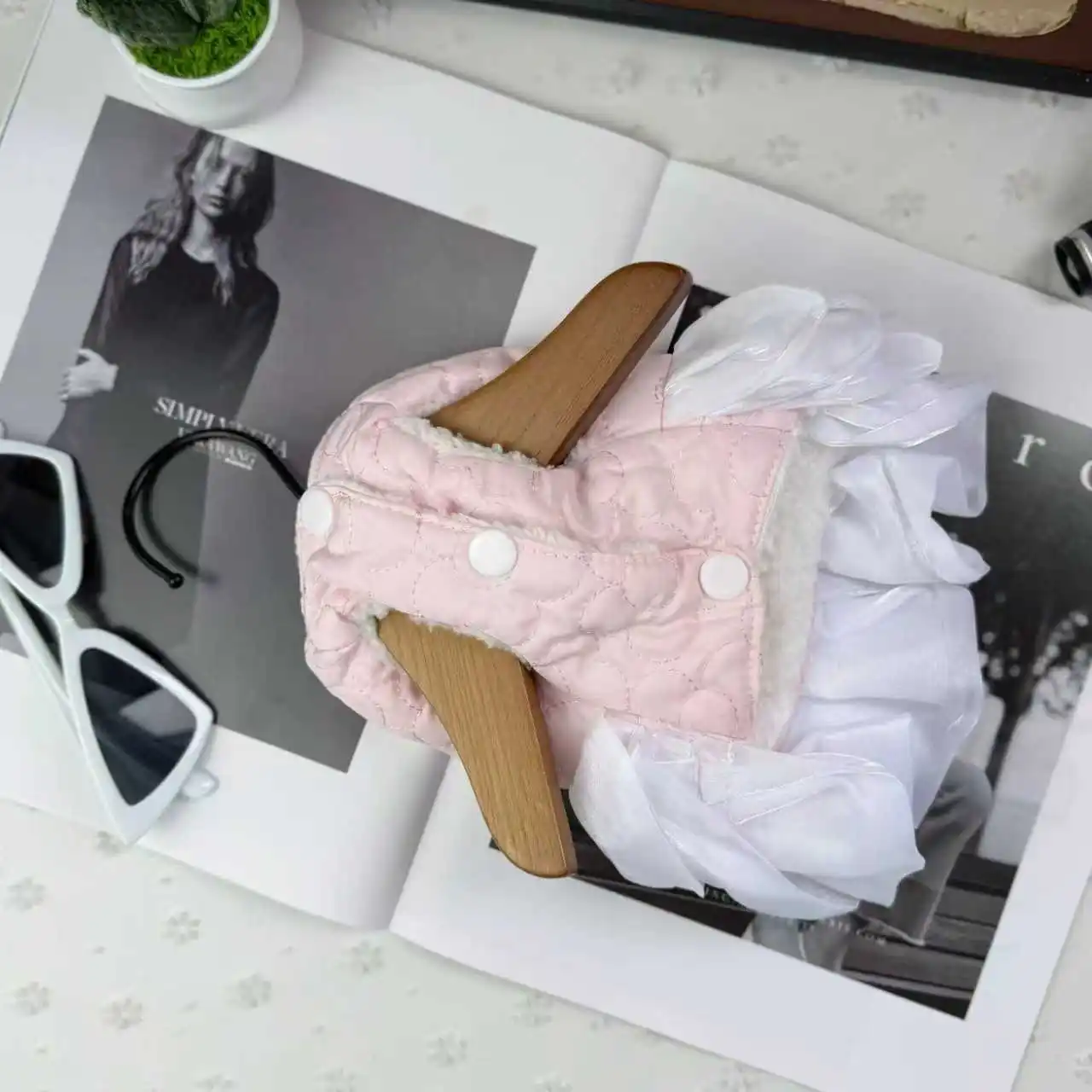 Ropa gruesa de invierno para perros, vestido de algodón con lazo, vestido de princesa para perros pequeños, vestido tutú, ropa para perros - imagen 3