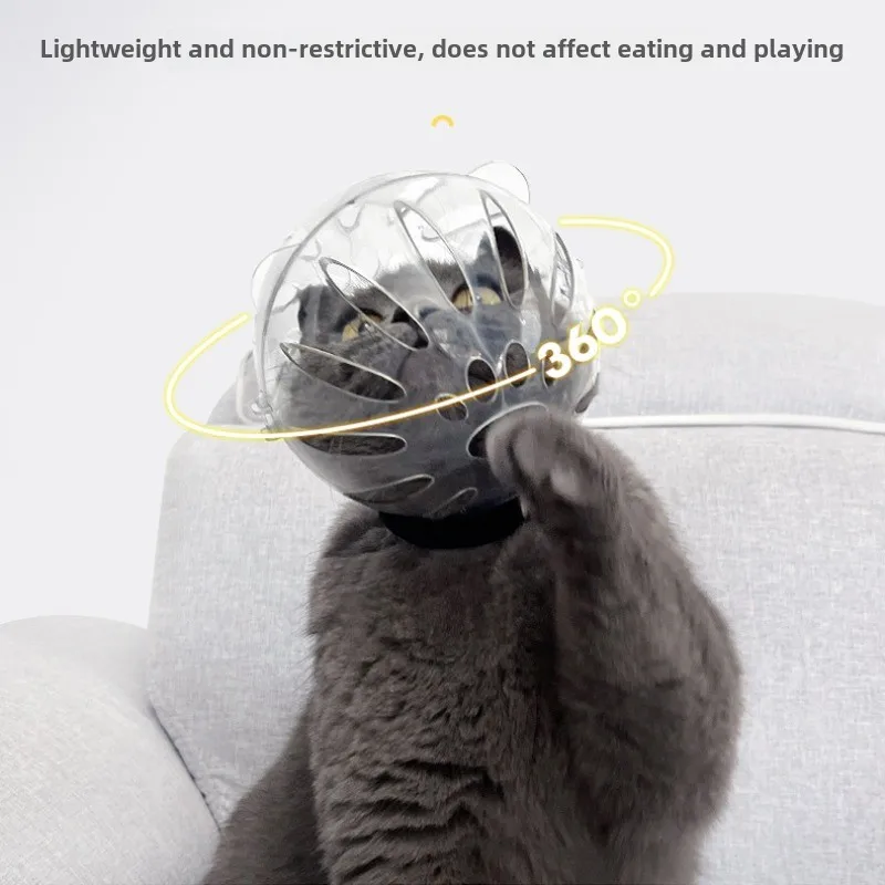 Bozal para gatos, bozal antilamer, casco antimordida, transparente, transpirable, capucha espacial para gatos, diseño con forma de orejas, accesorios para mascotas - imagen 2