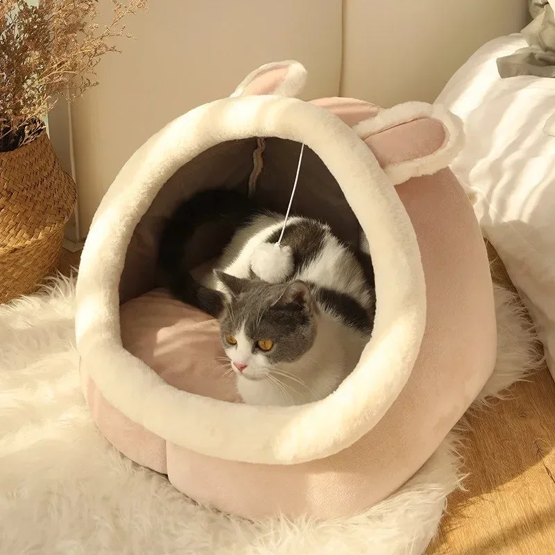 Camas para gatos dulces, cesta cálida para mascotas, acogedora tumbona para gatitos, cojín para casa de gatos, tienda de campaña muy suave para perros pequeños, bolsa para cama lavable para gatos cueva - imagen 3