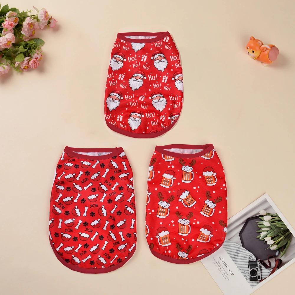 Ropa de Navidad para perro, chaleco con estampado de pata de hueso de Papá Noel, abrigo para perros pequeños y medianos, gatos, Chihuahua, Yorkies, disfraces de Bulldog Francés - imagen 2