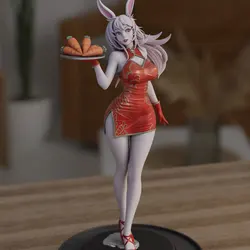 Miniatura con orejas de conejo – Figura de resina 1/24 para colección