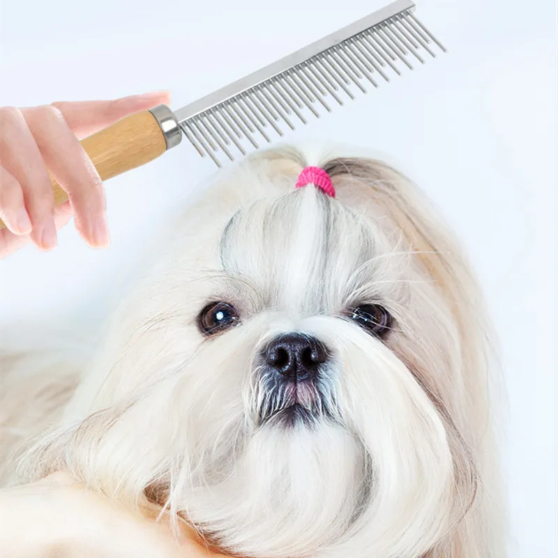 Peine para gatos, cepillo para gatos de acero inoxidable, cepillo para pelo de perro, mango de madera, removedor de pelo para mascotas, peine para gatos, herramientas de limpieza para el cuidado de mascotas, accesorios - imagen 2
