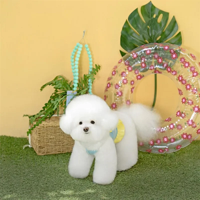 Ropa de margaritas para mascotas, camisetas con lazos para perros, camisetas sin mangas, trajes de baño para perros pequeños y medianos, suministros universales, sombrilla, sombreros de flores - imagen 2