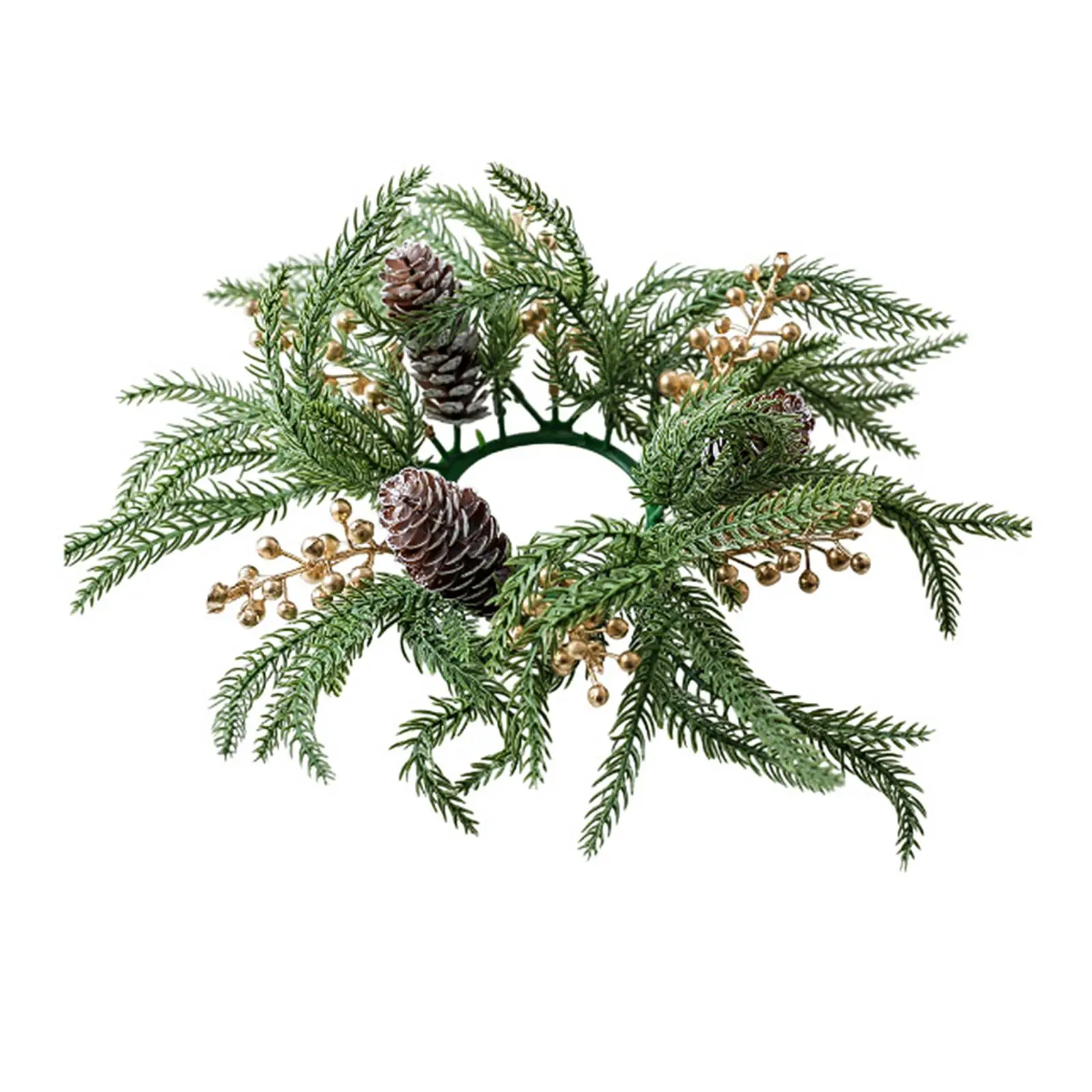 Christmas Artificial Candle Ring Wreath Creative, Decorative, Table Centerpiece Pine Needle Wreath for Holiday Living Room Desk