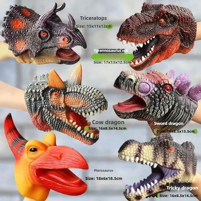Marionetas de mano de dinosaurio, modelo de cabeza t-rex, juguete, colección de figuras de acción de animales suaves, regalo para niños, mundo de dinosaurio - imagen 3