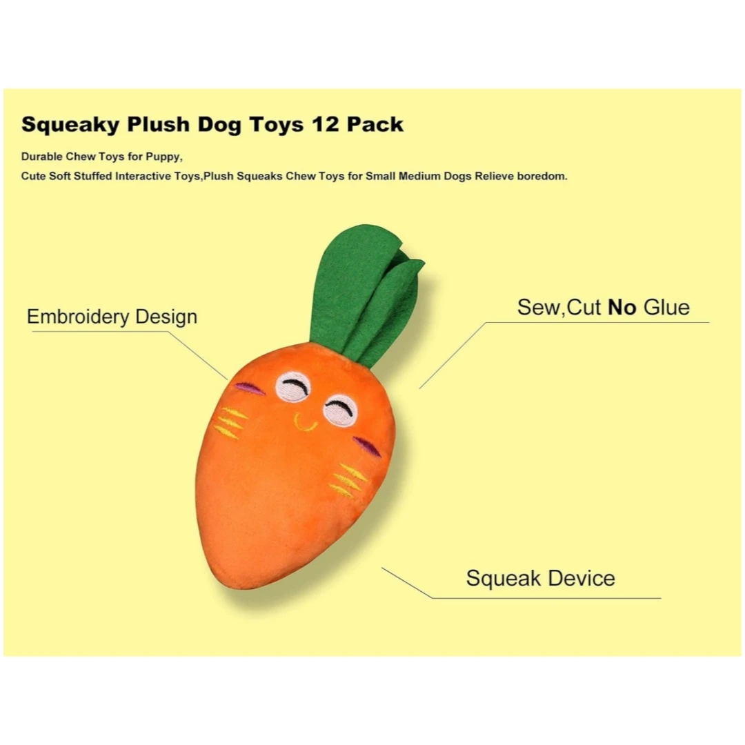 Juguetes de peluche chirriantes para perros, juguetes interactivos para masticar para cachorros duraderos, lindos y suaves, adecuados para pequeños y medianos, paquete de 12 - imagen 4