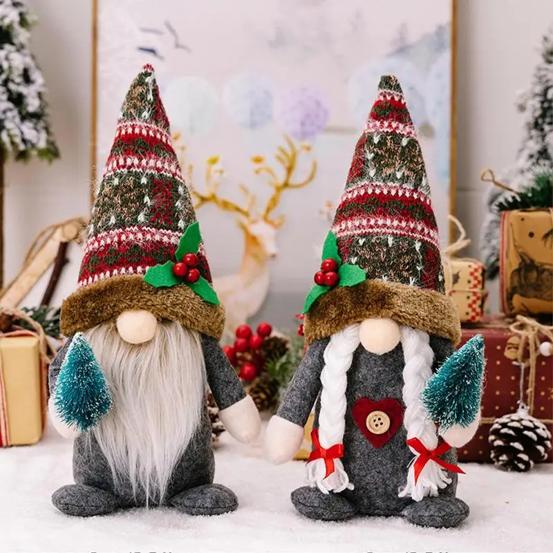 Bandeja de adorno de Gnomo de peluche de Papá Noel, decoración que trae buena suerte y estado de ánimo de Navidad para estante, chimenea, capa, mesa, ventana - imagen 2