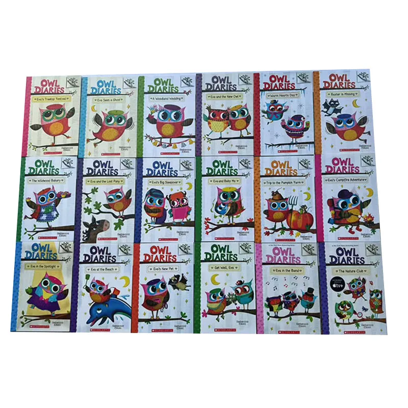 18 libros/juego de diarios de búho, libro de imágenes coloridas en inglés, educación temprana para niños, aprendizaje infantil, diario de escritura para niñas de 6 a 12 años - imagen 2