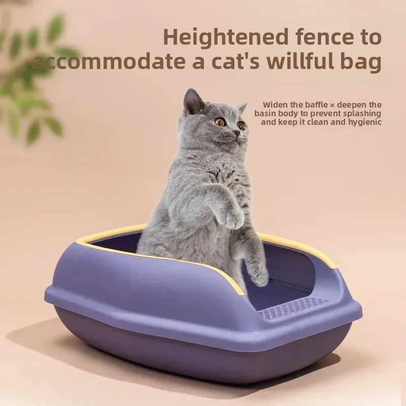 Caja de arena para gatos, inodoro antisalpicaduras para mascotas, nido abierto semicerrado con pala para arena para gatos, suministros para mascotas